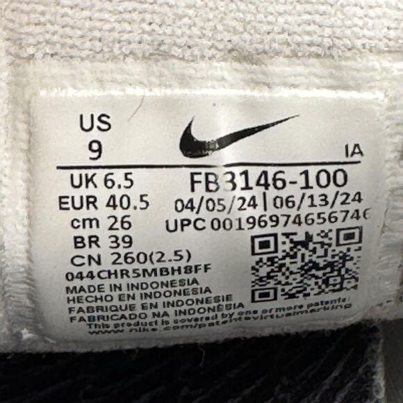 Nike GP Challenge 1 Air Zoom Tennis Shoes Womens Size 9 White Black FB3146-100 - Picture 10 of 10